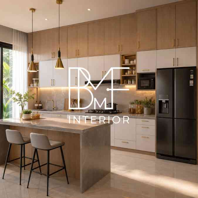 jasa kitchen set Cibubur Minimalis Jakarta Timur full plafon kabinet atas bebas debu