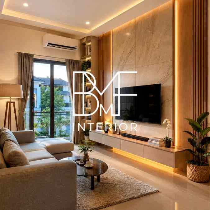 Backdrop tv minimalis serpong ruang keluarga sempit trik ilusi luas